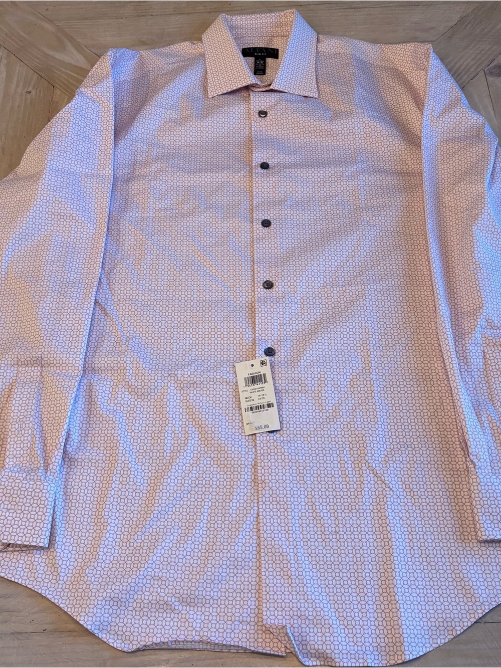Alfani Pink Micro Geo Dress Shirt - Men's